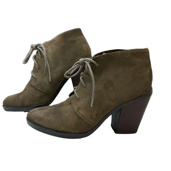 STEVE MADDEN Olive Green Suede Heeled Booties Size 9.5