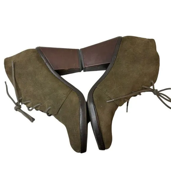 STEVE MADDEN Olive Green Suede Heeled Booties Size 9.5