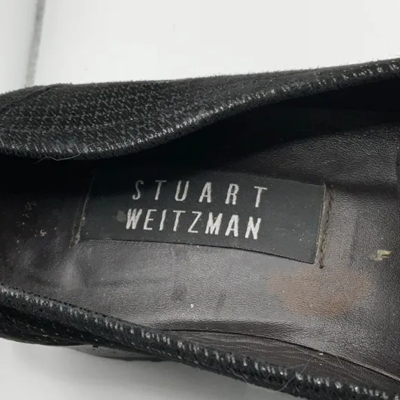 Stuart Weitzman Black Woven Leather Women’s Shoes, Size 8