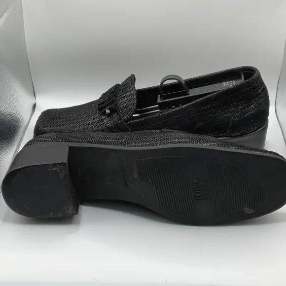 Stuart Weitzman Black Woven Leather Women’s Shoes, Size 8