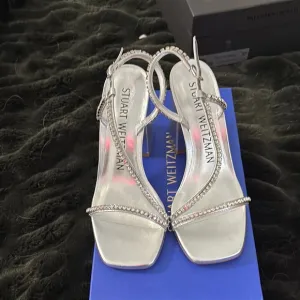 Stuart Weitzman Silver Strappy Sandals
