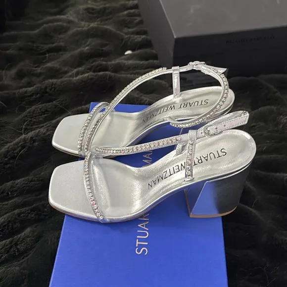 Stuart Weitzman Silver Strappy Sandals