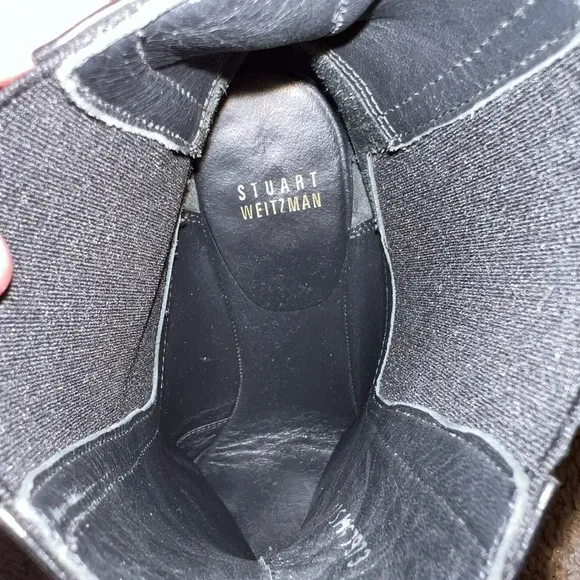 Stuart Weitzman Womens Leather Almond Toe Wedge Heel Chelsea Boots Black Size 8