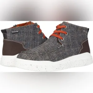 Stylish Plaid High-Top Sneakers with Orange Laces UK 37