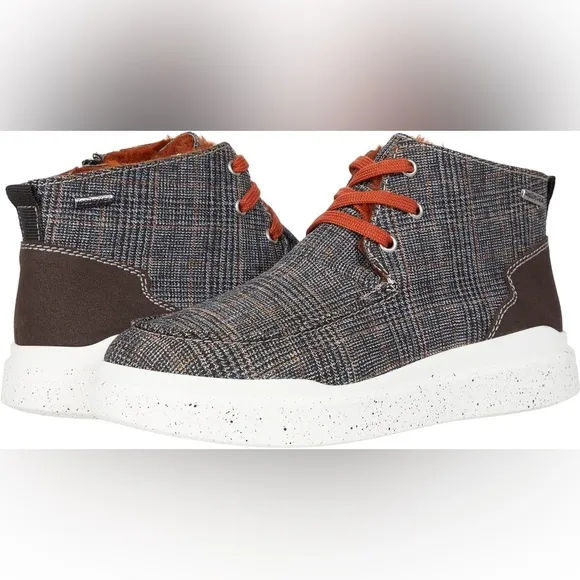 Stylish Plaid High-Top Sneakers with Orange Laces UK 37