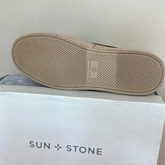 Sun   Stone Indiigo Black Lace-Up Espadrille Canvas Sneakers size 8