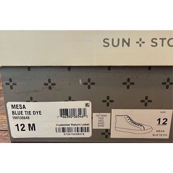 Sun   Stone Men's Mesa Tie Dye  Print Lace-Up High Top Sneakers