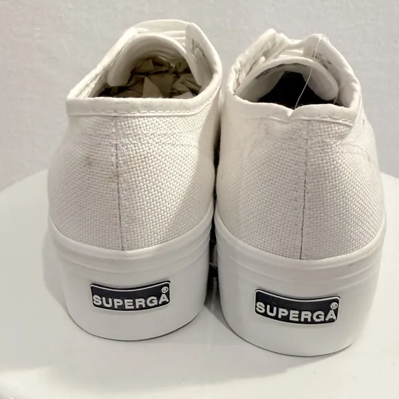 Superga 2790 Linea Up Canvas Platform White Italian Comfort Sneakers Size 39-(8)