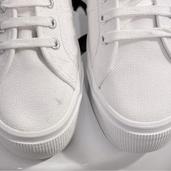 Superga 2790 Linea Up Canvas Platform White Italian Comfort Sneakers Size 39-(8)