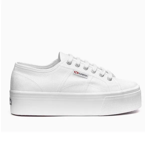 Superga 2790 Linea Up Canvas Platform White Italian Comfort Sneakers Size 39-(8)