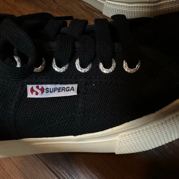 Superga 2790ACOTW Black Platform Cotton Sneaker Unisex Sz 39 Chunky