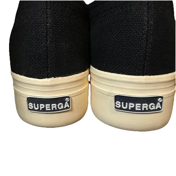 Superga 2790ACOTW Black Platform Cotton Sneaker Unisex Sz 39 Chunky