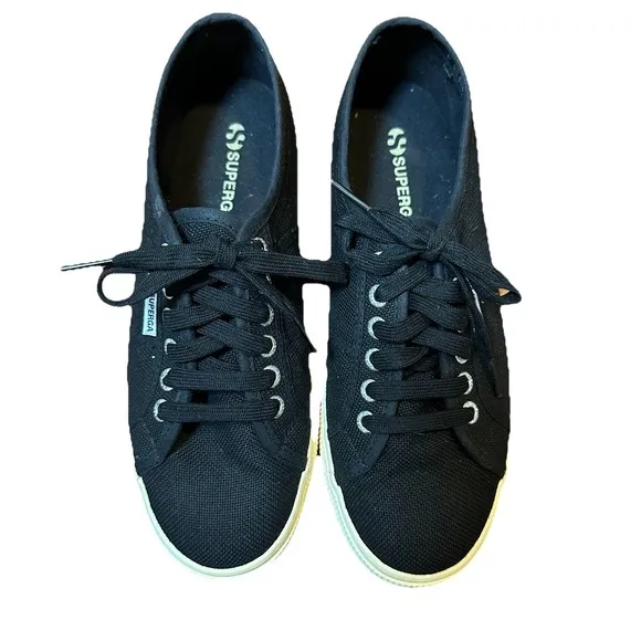 Superga 2790ACOTW Black Platform Cotton Sneaker Unisex Sz 39 Chunky