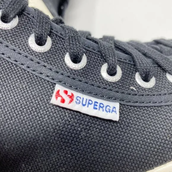 Superga Black Canvas Alpina Chunky Sole High Top Sneakers Women's Sz 36 Lace Up