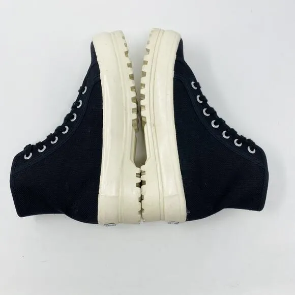 Superga Black Canvas Alpina Chunky Sole High Top Sneakers Women's Sz 36 Lace Up