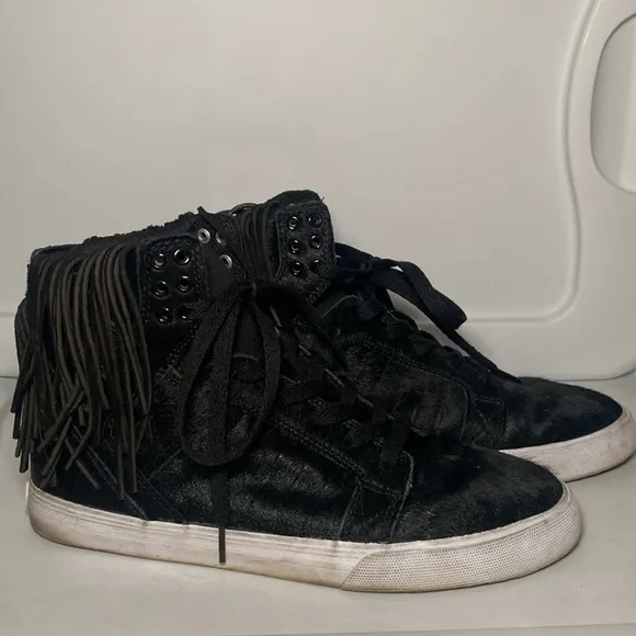 Supra RARE SkyTop Black Fringe Pony Hair Sneakers