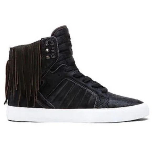 Supra RARE SkyTop Black Fringe Pony Hair Sneakers