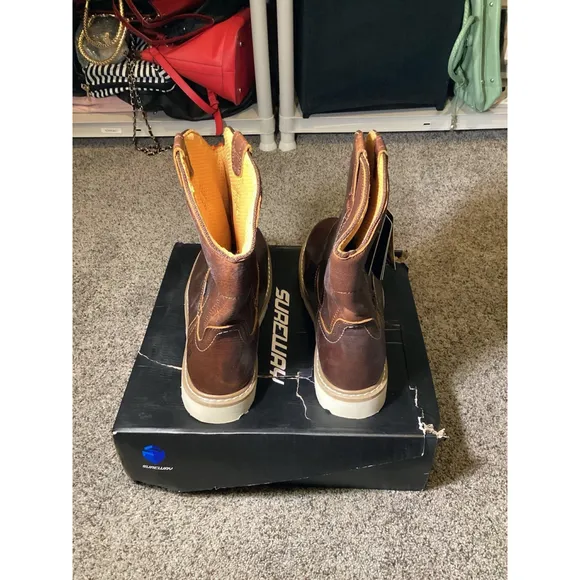Sureway Men's Steel Toe Waterproof Western Work Boots Brown Size 13