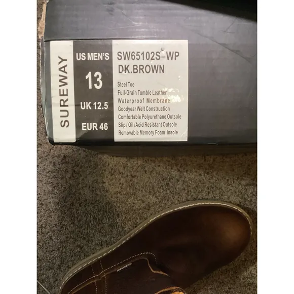 Sureway Men's Steel Toe Waterproof Western Work Boots Brown Size 13