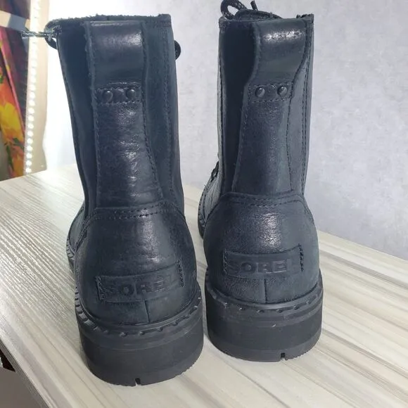 Sz 11 Sorel Lennox Lace Women's Boots Leather 8&quot; Bootie Combat STKD Waterproof