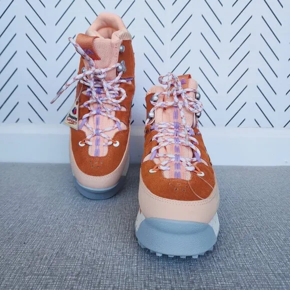 ⭐Sz 7 Fila Renno Multi Trekking Womens shoes Orange Suede Hi Top Chunky Sneakers