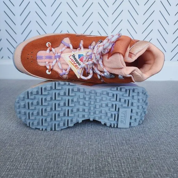 ⭐Sz 7 Fila Renno Multi Trekking Womens shoes Orange Suede Hi Top Chunky Sneakers