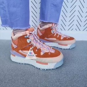 ⭐Sz 7 Fila Renno Multi Trekking Womens shoes Orange Suede Hi Top Chunky Sneakers