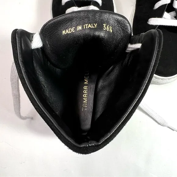 Tamara Mellon THC High Top Black Suede Lace Up Sneakers Size EU 36.5 - US 6.5