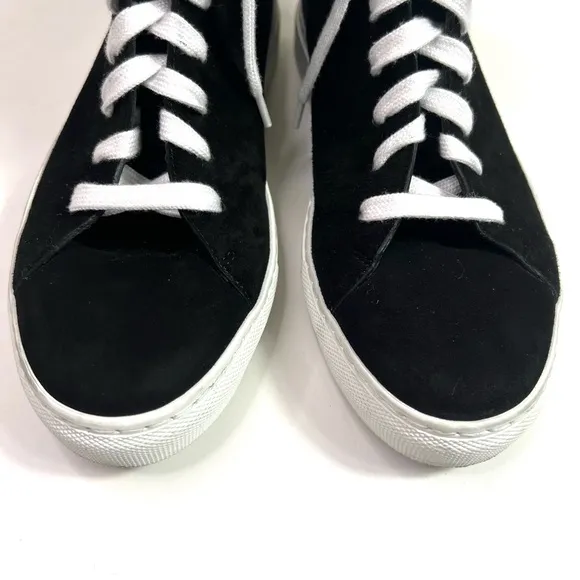 Tamara Mellon THC High Top Black Suede Lace Up Sneakers Size EU 36.5 - US 6.5