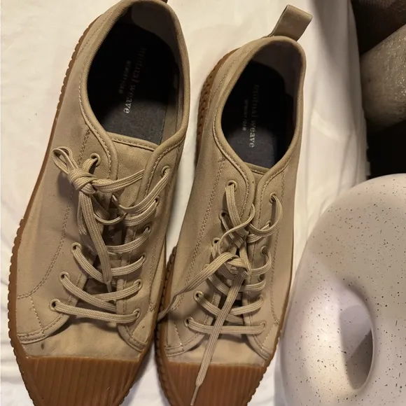 Tan and Brown Low-Top Sneakers with Chunky Sole