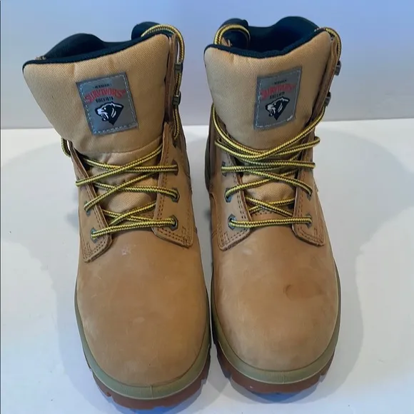 Tan High-Top steel Toe Ankle Boots with Padded Collar