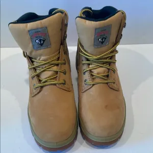 Tan High-Top steel Toe Ankle Boots with Padded Collar