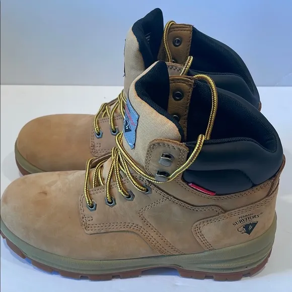 Tan High-Top steel Toe Ankle Boots with Padded Collar