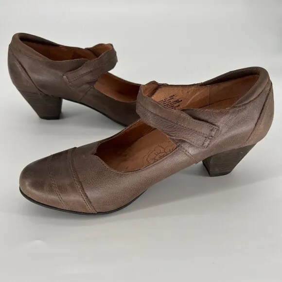 Taos Angel Mary Jane Brown Leather Comfort Heel Shoes AGL-12274 Size 8.5