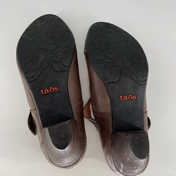 Taos Angel Mary Jane Brown Leather Comfort Heel Shoes AGL-12274 Size 8.5