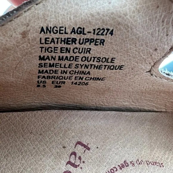 Taos Angel Mary Jane Brown Leather Comfort Heel Shoes AGL-12274 Size 8.5