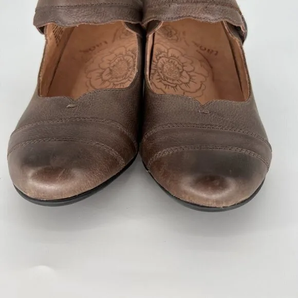 Taos Angel Mary Jane Brown Leather Comfort Heel Shoes AGL-12274 Size 8.5