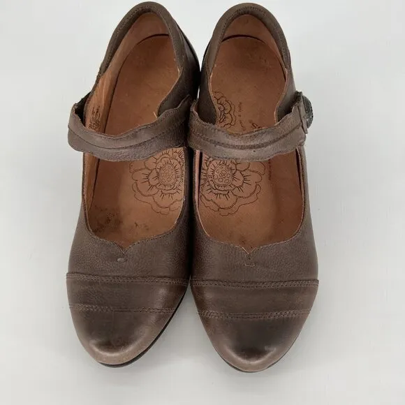 Taos Angel Mary Jane Brown Leather Comfort Heel Shoes AGL-12274 Size 8.5