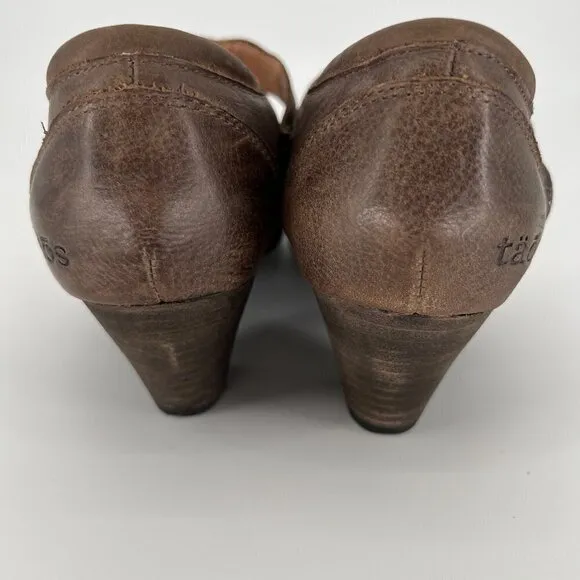 Taos Angel Mary Jane Brown Leather Comfort Heel Shoes AGL-12274 Size 8.5