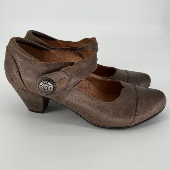 Taos Angel Mary Jane Brown Leather Comfort Heel Shoes AGL-12274 Size 8.5