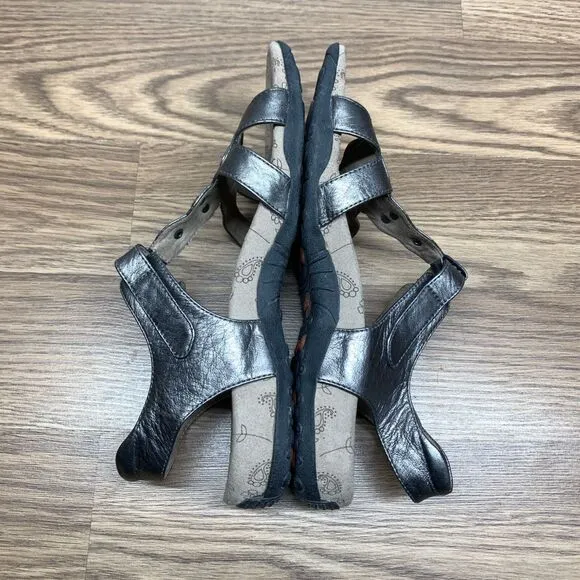 Taos Treasure Sandals Womens 9 EU 39 Shoes Pewter Leather Slingback Comfort