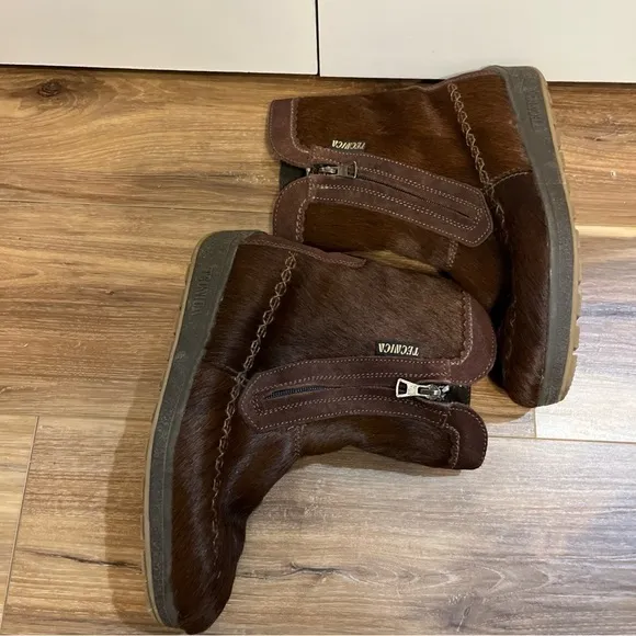 Tecnica Shoes Womens Size 10.5 41 Brown Hair Leather Fleece Lined Winter Boots