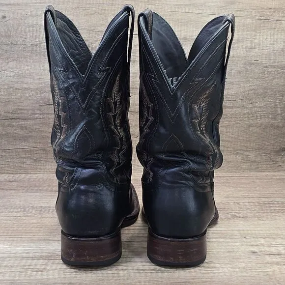 Tecovas The Doc Men's Size 10 EE Black Leather Square Toe Cowboy Boots (0821)