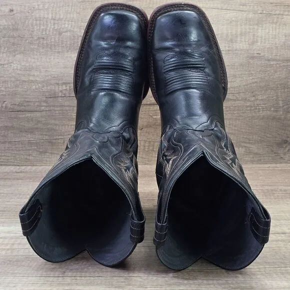 Tecovas The Doc Men's Size 10 EE Black Leather Square Toe Cowboy Boots (0821)