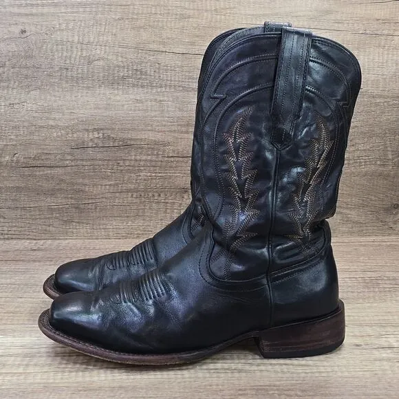 Tecovas The Doc Men's Size 10 EE Black Leather Square Toe Cowboy Boots (0821)