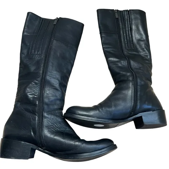 Ted &amp; Muffy Tall Black Leather Boots Boots size 41/US 10
