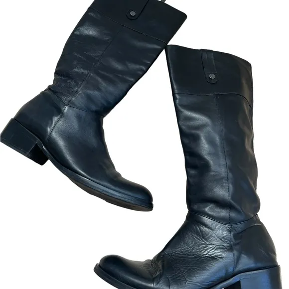 Ted &amp; Muffy Tall Black Leather Boots Boots size 41/US 10