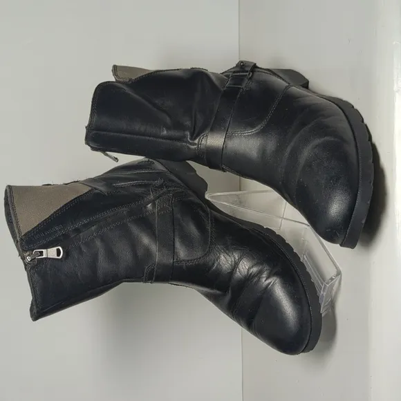 Teva De La Diva leather moto biker boots womans size 8.5. EU 39.5