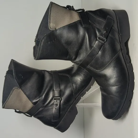 Teva De La Diva leather moto biker boots womans size 8.5. EU 39.5