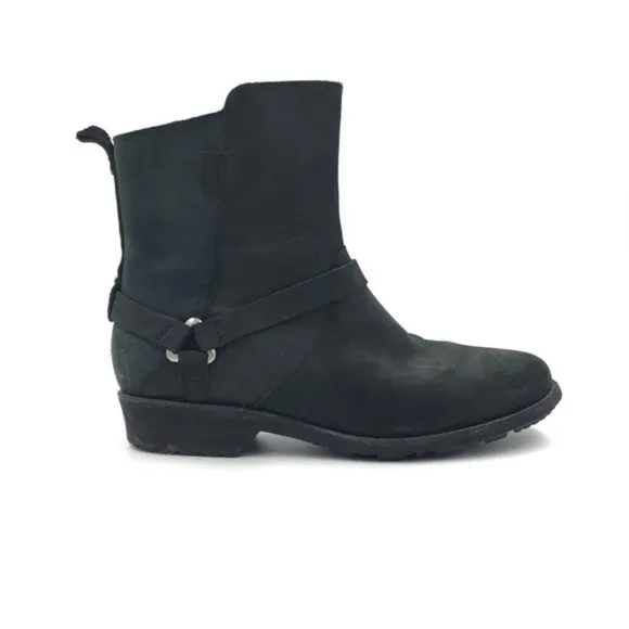 Teva De La Vina Dos Black Leather Waterproof Boots Size 8.5